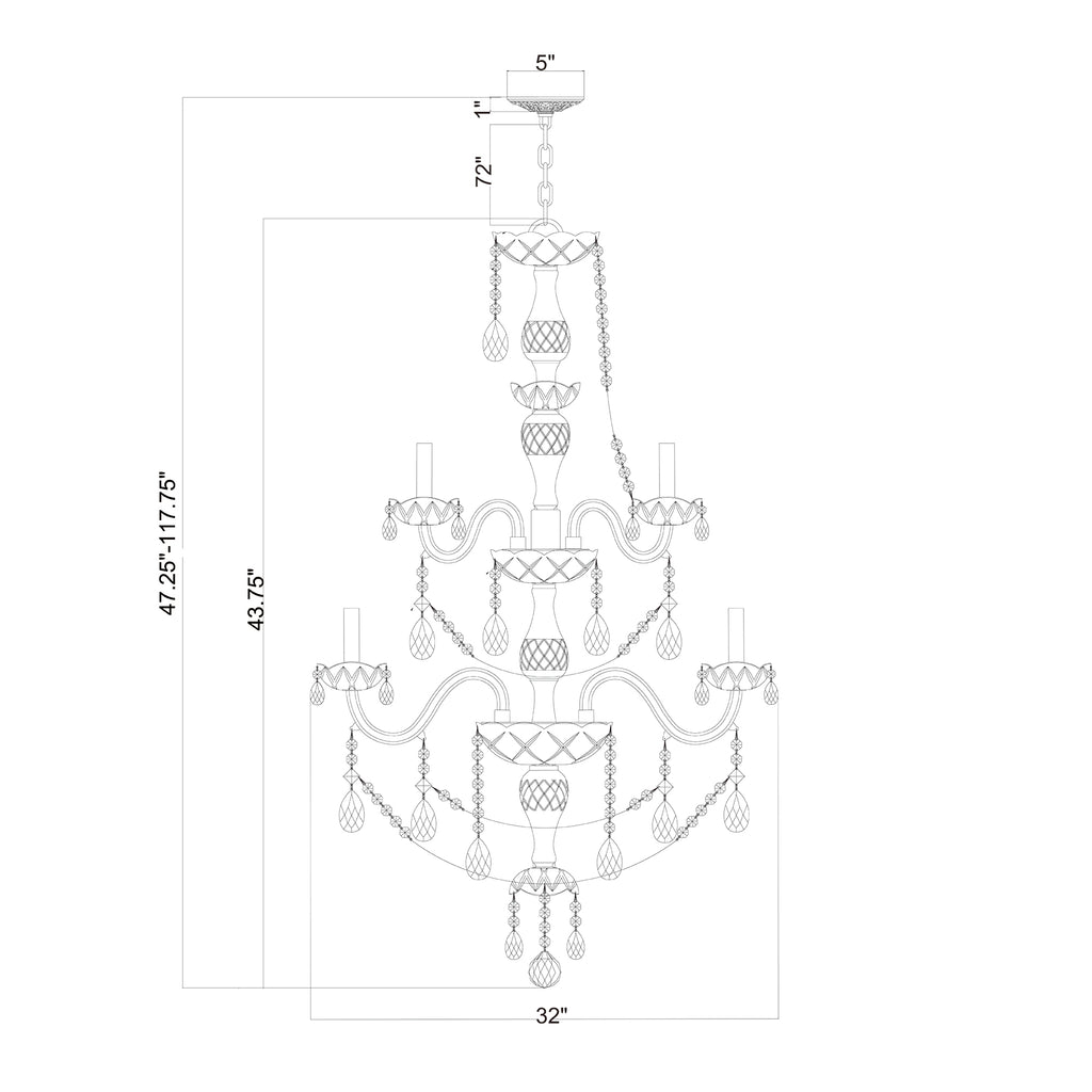 Crystorama Traditional Crystal 32'' Chandelier - Product Dimensions