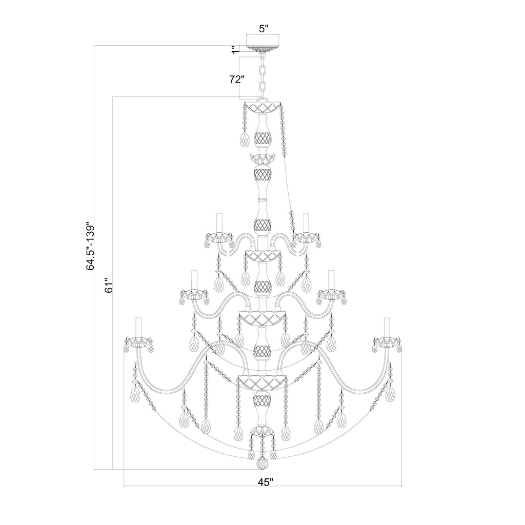 Crystorama Traditional Crystal 45'' Chandelier - Product Dimensions