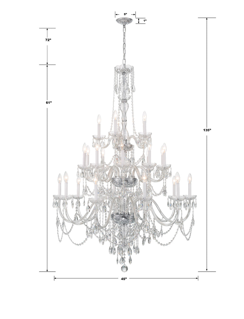 1156-CH-CL-MWP Traditional Crystal 25 Light Chandelier | Dimensions Image