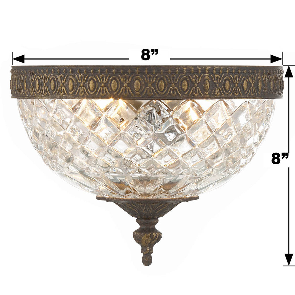 117-8-EB Crystorama 2 Light Flush Mount | Dimensions Image