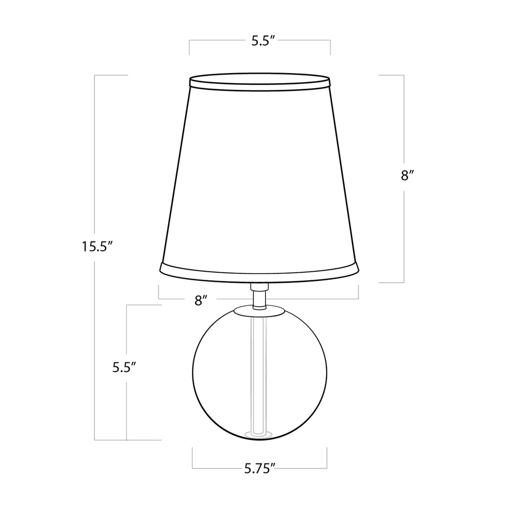 13-1014 Crystal 1 Light Table Lamp | Dimensions Image