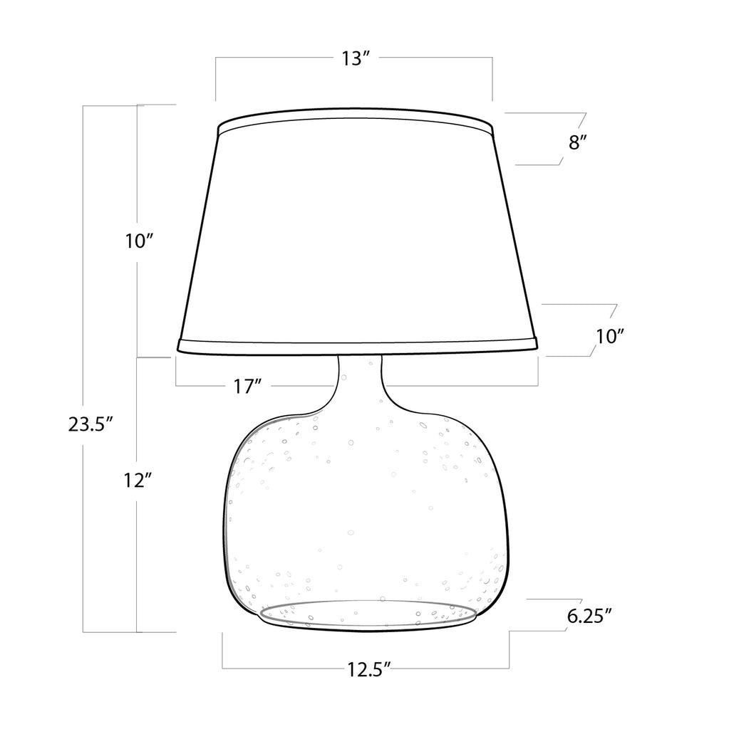 13-1059 Seeded 1 Light Table Lamp | Dimensions Image