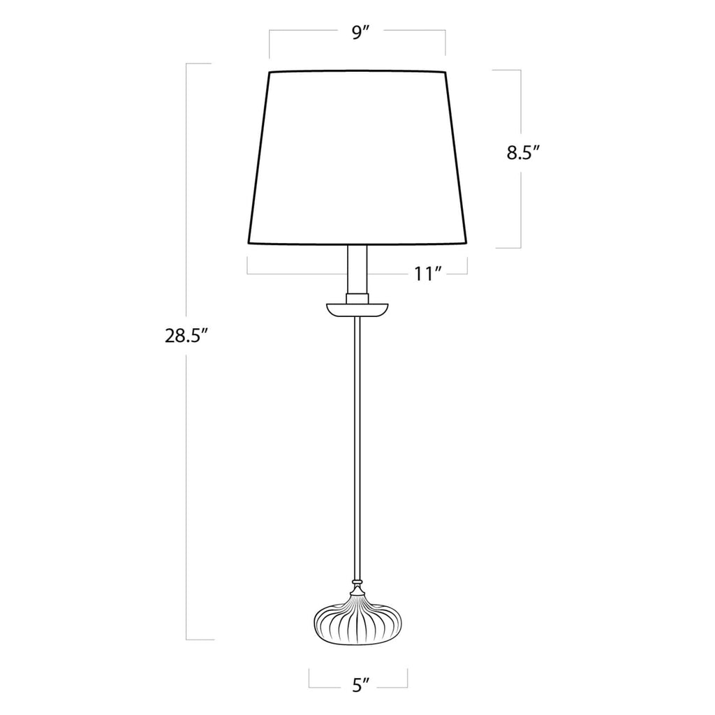 13-1172 Clove 1 Light Buffet Lamp | Dimensions Image