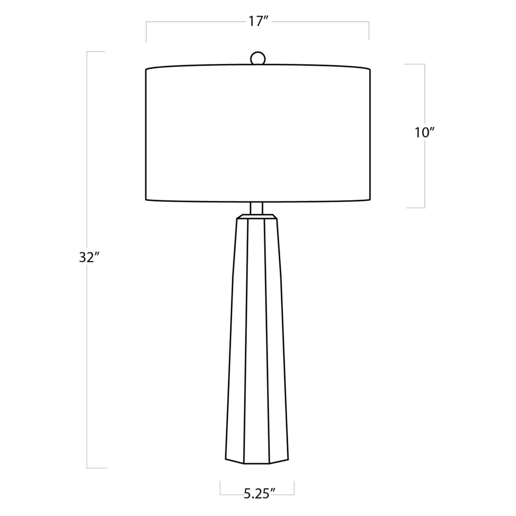 13-1174 Tapered 1 Light Table Lamp | Dimensions Image