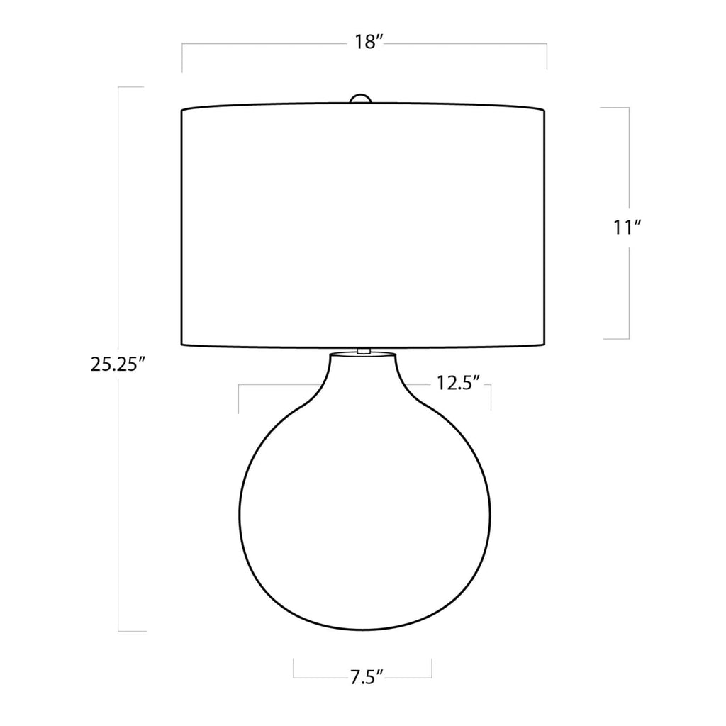 13-1200 Chevron 1 Light Table Lamp | Dimensions Image