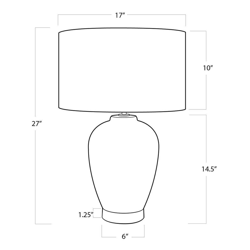 13-1266IND Presley 1 Light Table Lamp | Dimensions Image