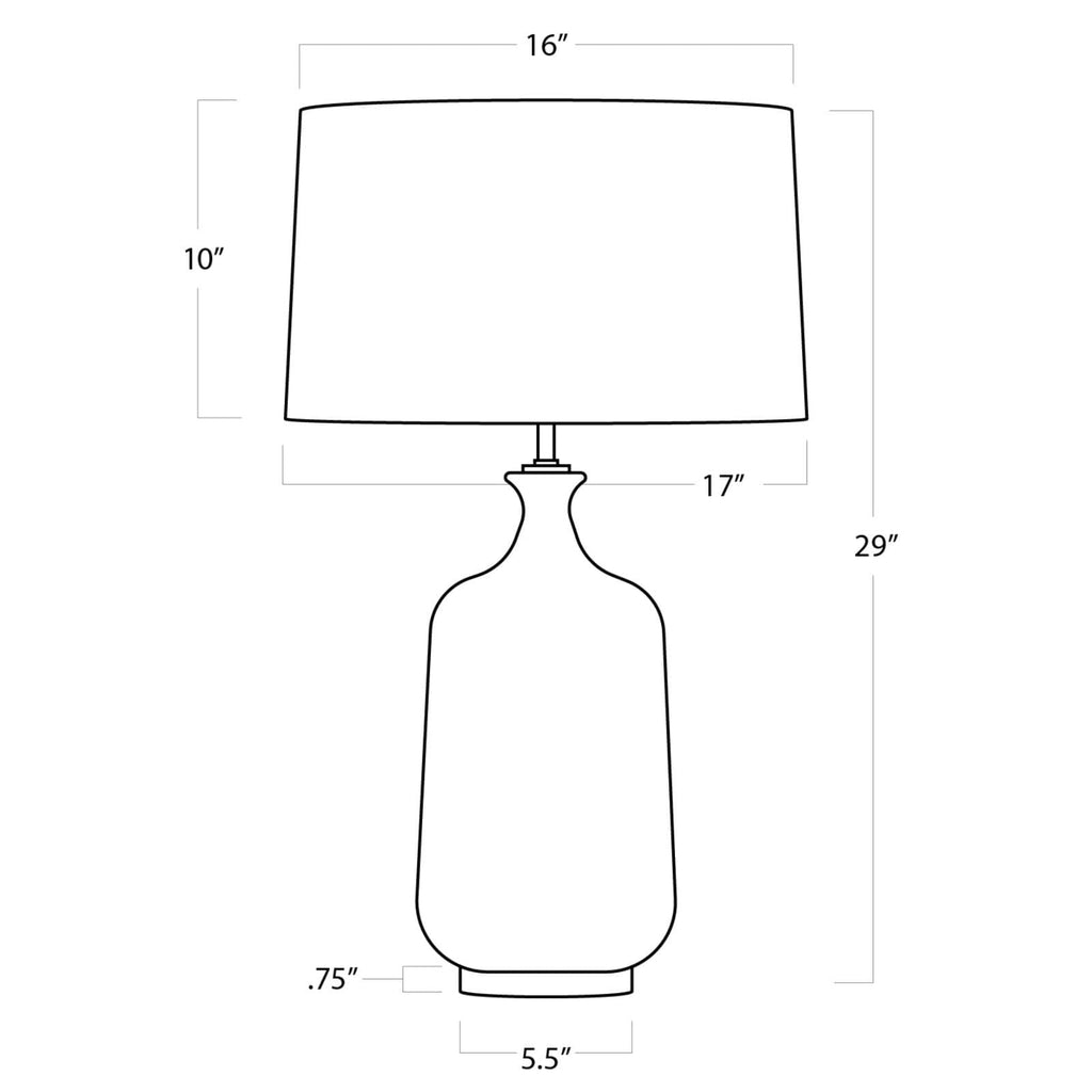 13-1267 Glace 1 Light Table Lamp | Dimensions Image