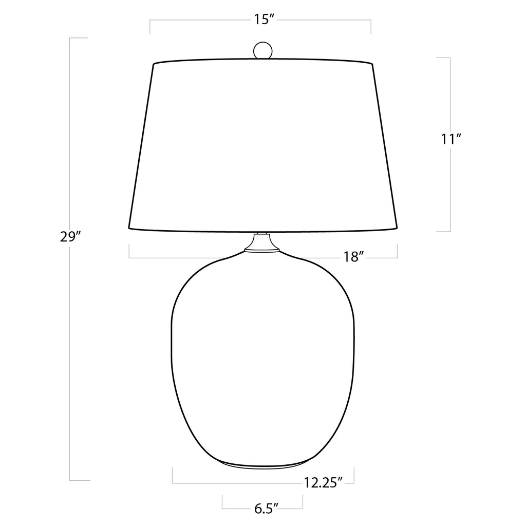 13-1289BLK Harbor 1 Light Table Lamp | Dimensions Image