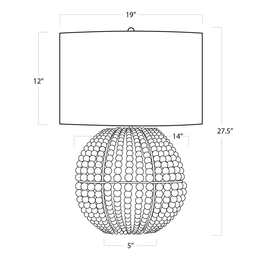 13-1349GRY Tropez 1 Light Table Lamp | Dimensions Image