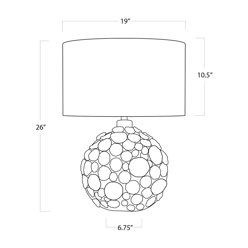 13-1366BL Lucia 1 Light Table Lamp | Dimensions Image
