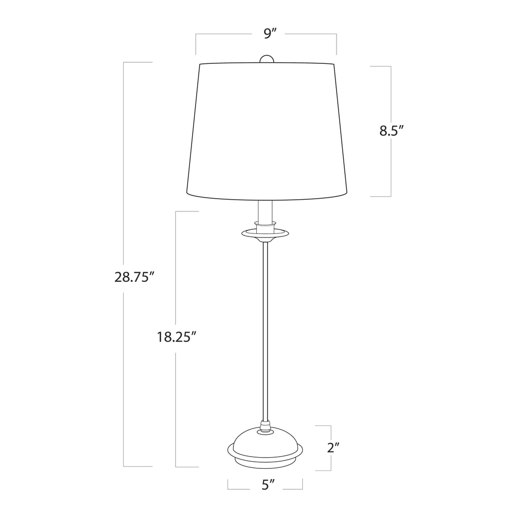 13-1538 Fisher 1 Light Buffet Lamp | Dimensions Image