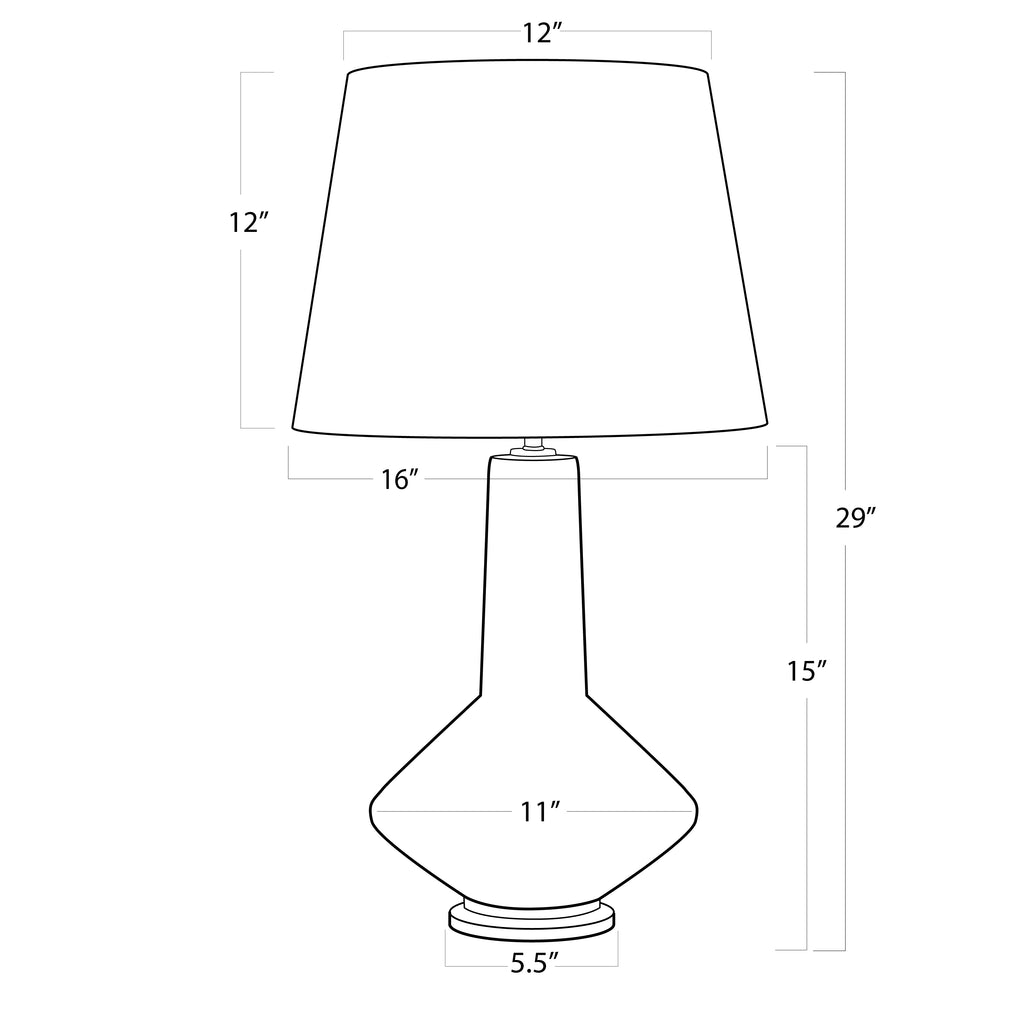 13-1539 Kayla 1 Light Table Lamp | Dimensions Image