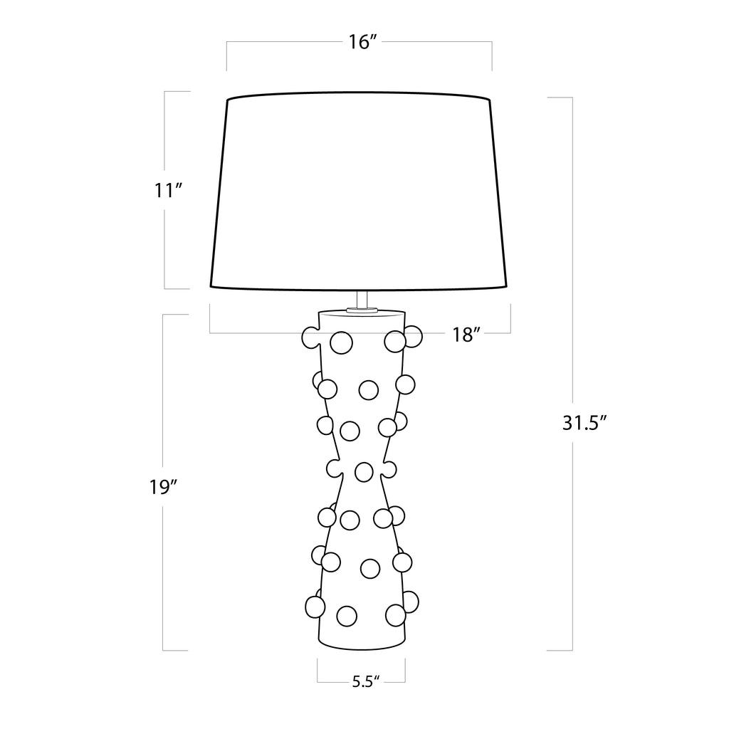 13-1544WT Pom 1 Light Table Lamp | Dimensions Image