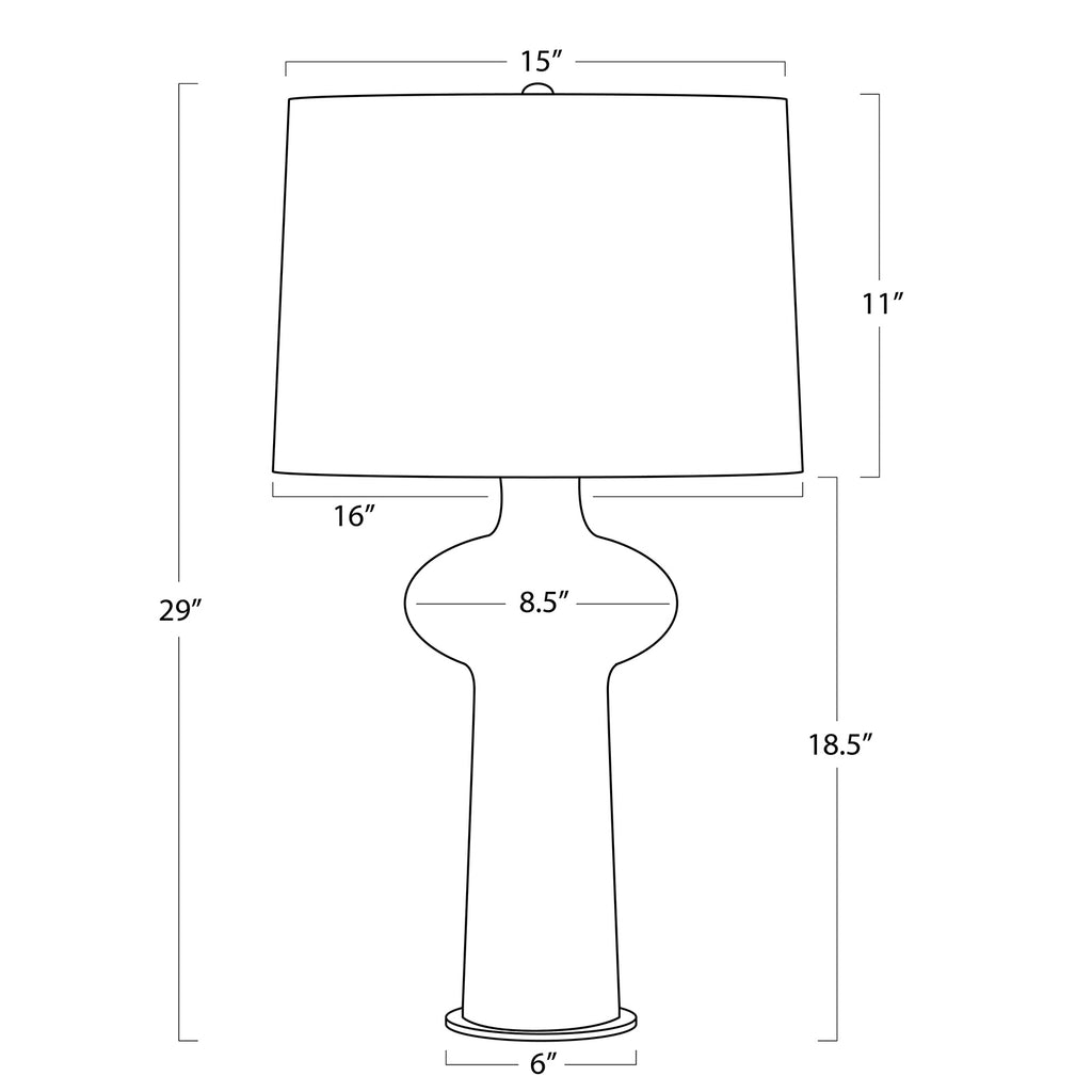 13-1561 Sabina 1 Light Table Lamp | Dimensions Image