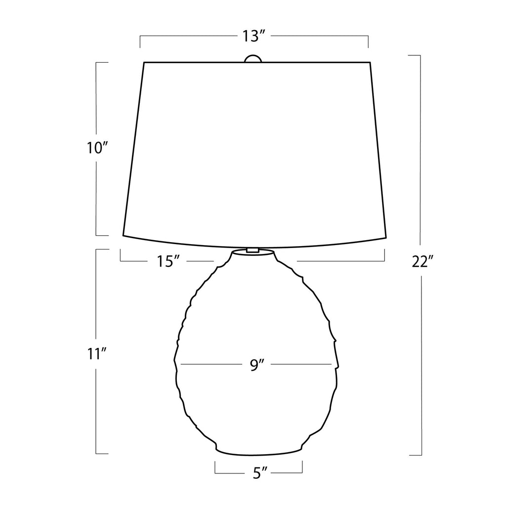 13-1575WT Caspian 1 Light Table Lamp | Dimensions Image