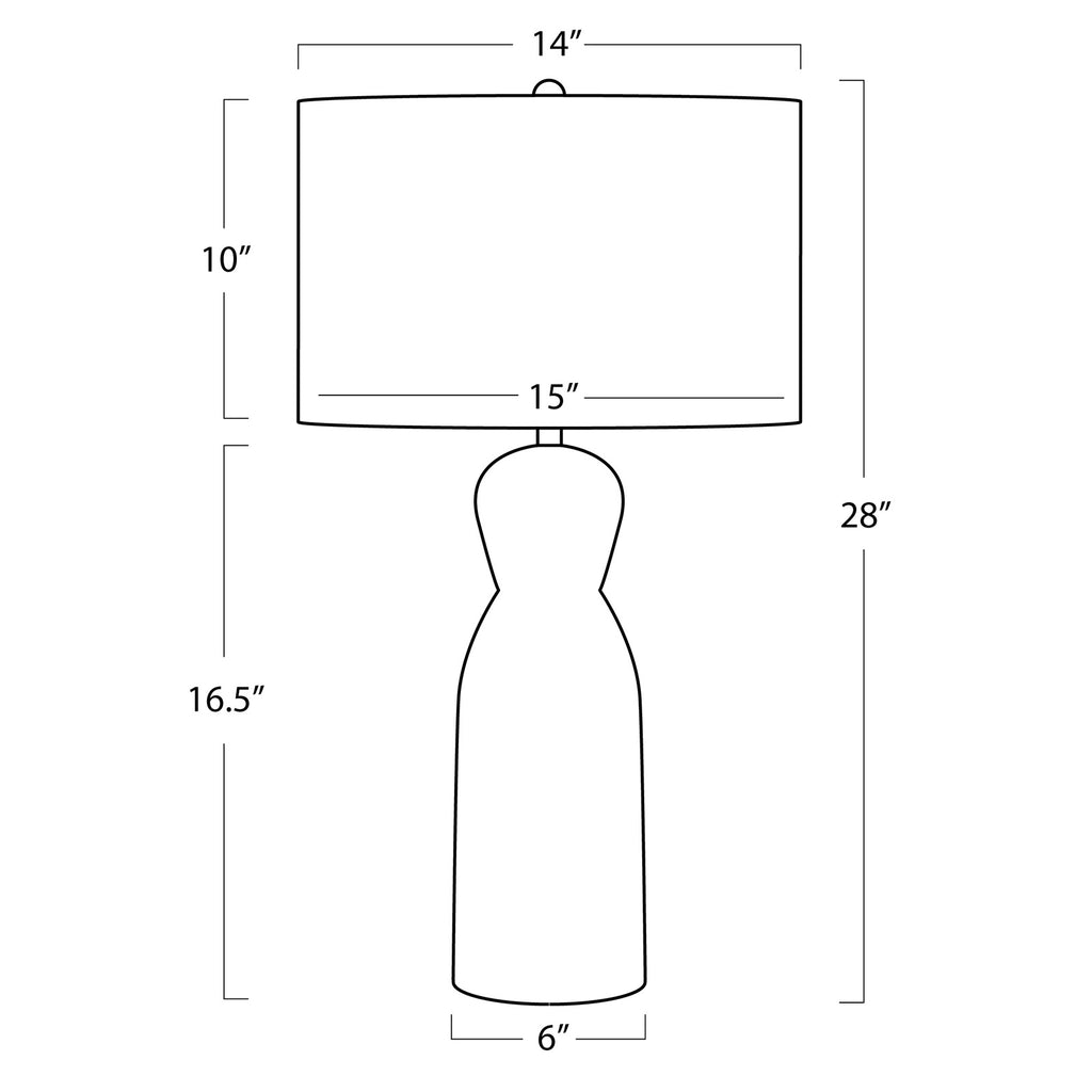13-1578 Southern Living 1 Light Table Lamp | Dimensions Image