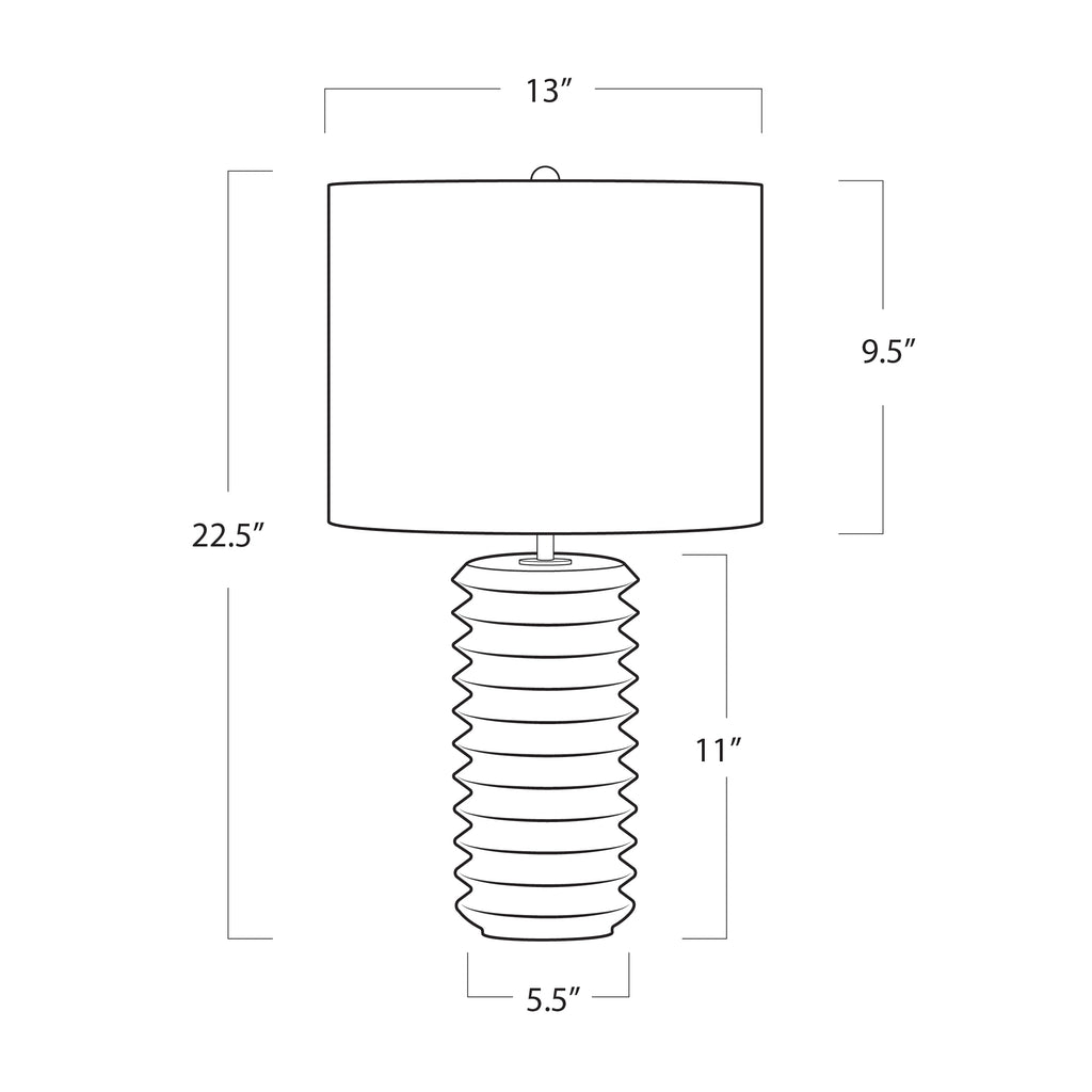 13-1587 Noir Column 1 Light Table Lamp | Dimensions Image