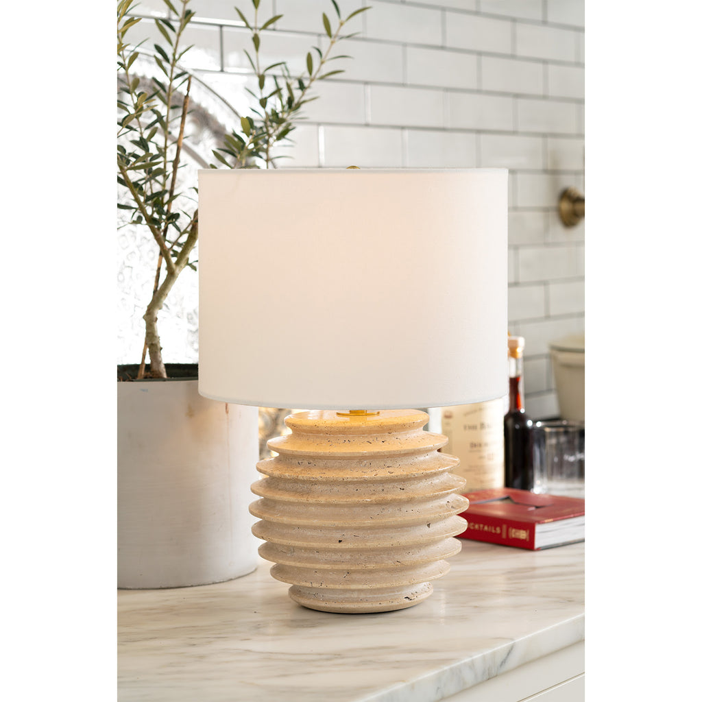 13-1588NAT Thea Travertine 1 Light Table Lamp | Lifestyle Image