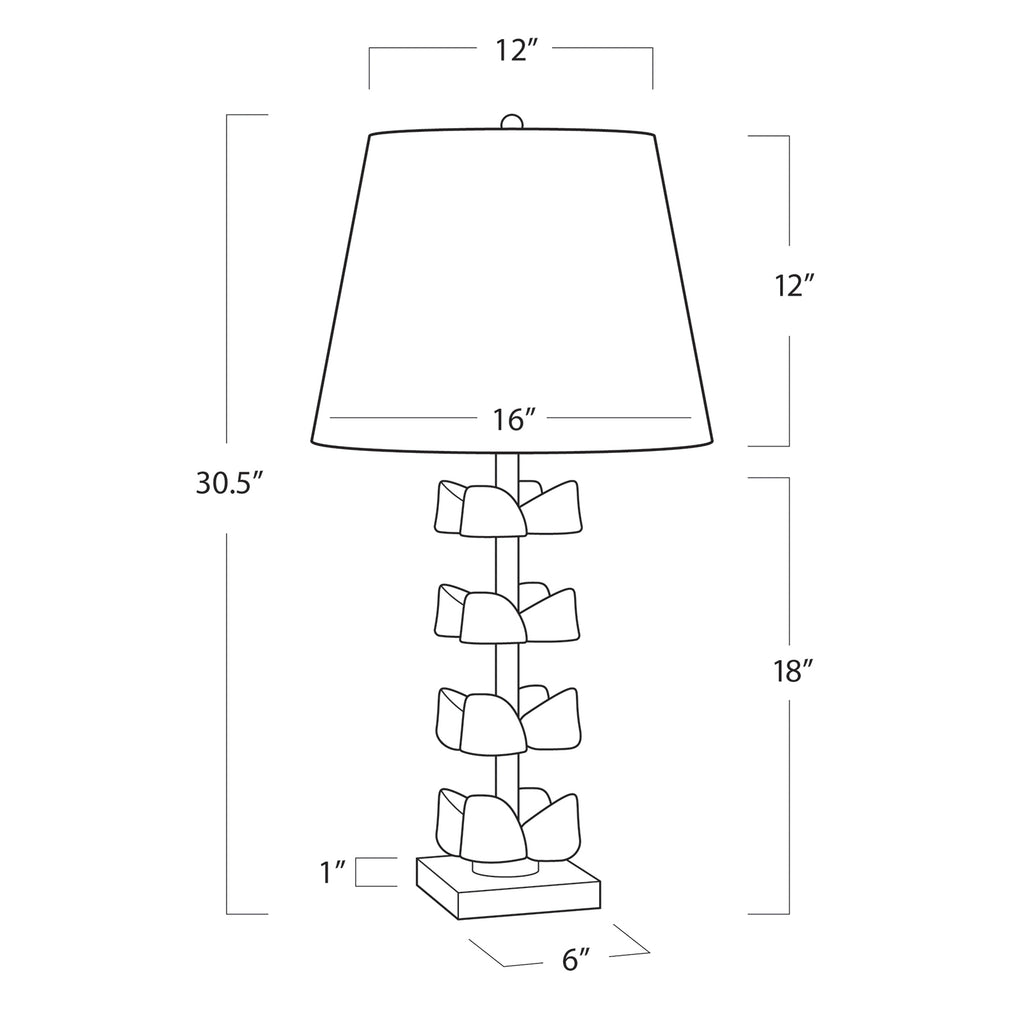 13-1594NB Bella 1 Light Table Lamp | Dimensions Image