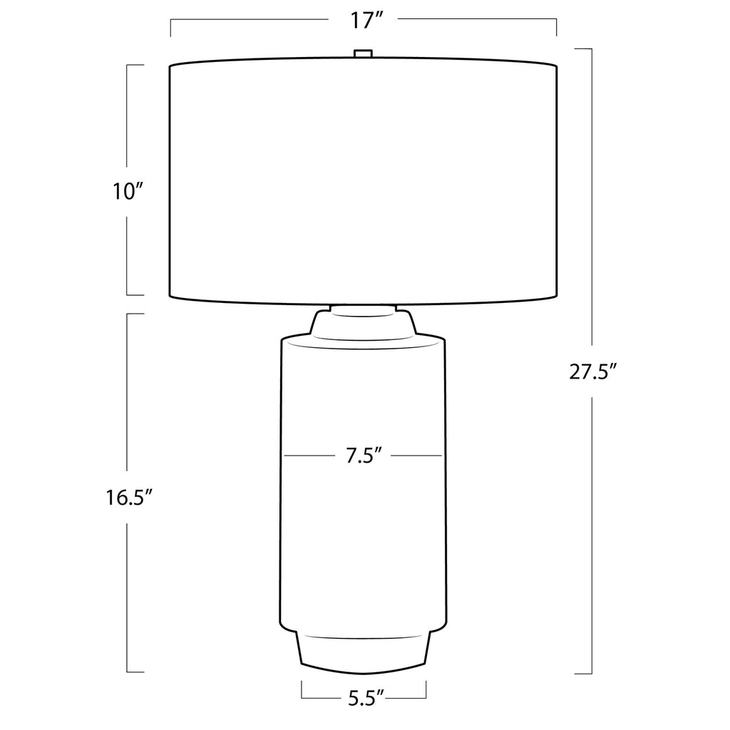 13-1598 Zuri 1 Light Table Lamp | Dimensions Image