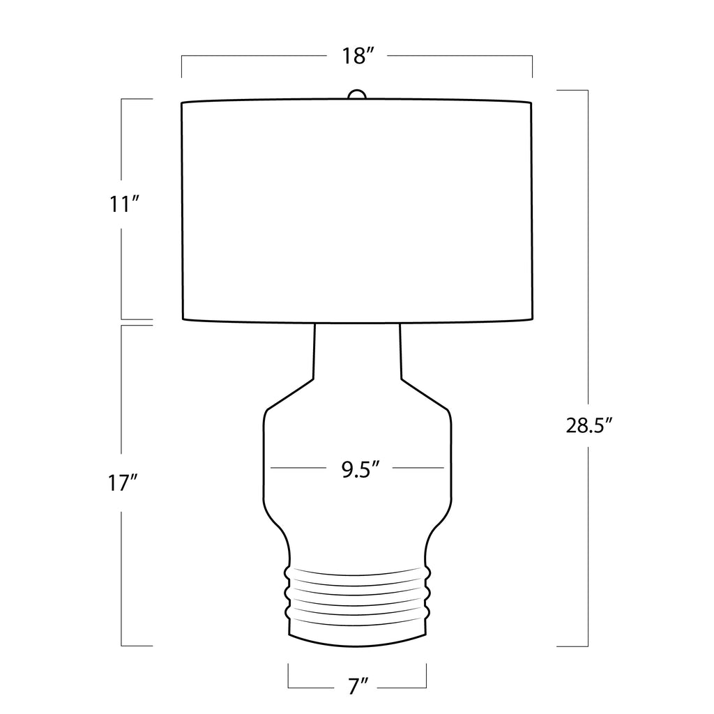 13-1606BLK Lewis 1 Light Table Lamp | Dimensions Image