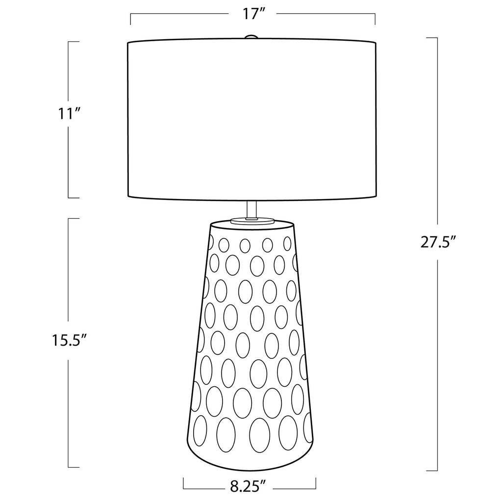 13-1641BLK Kelvin 1 Light Table Lamp | Dimensions Image