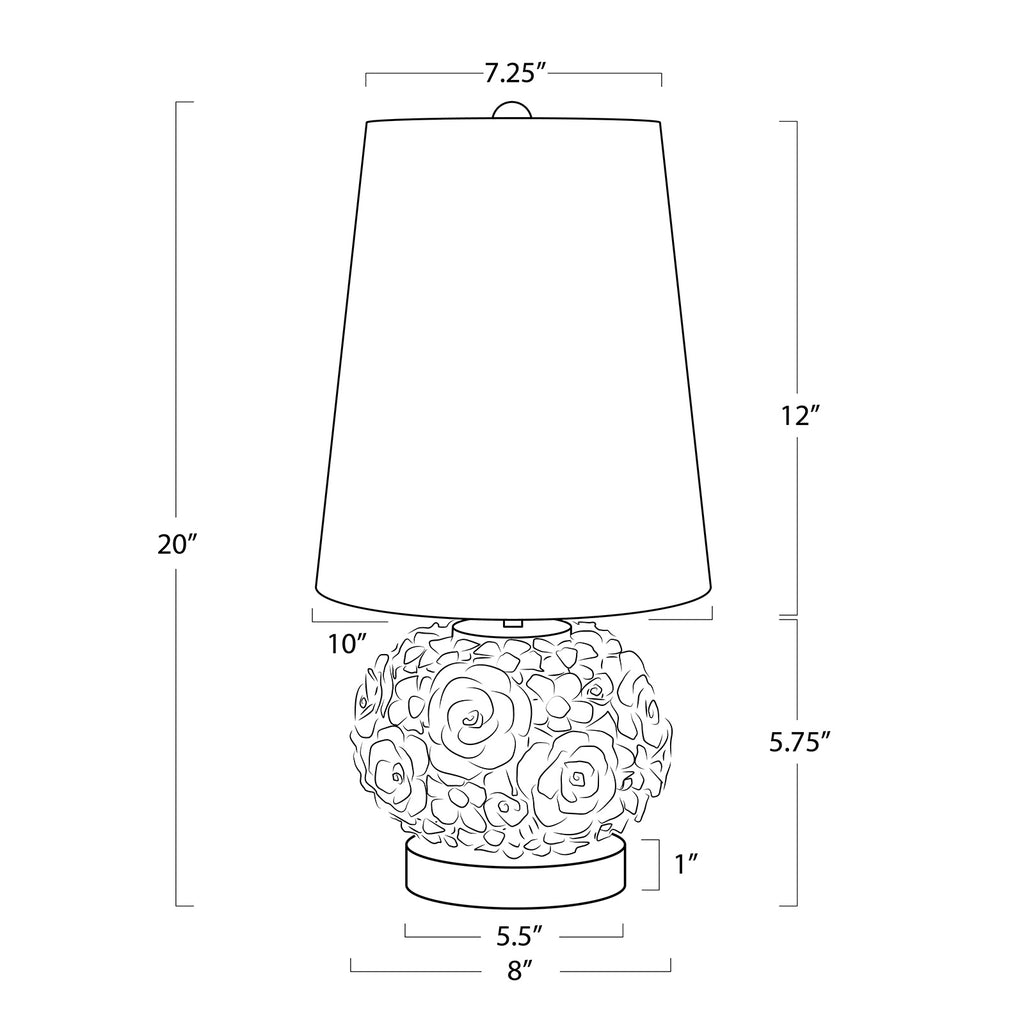13-1672 Alice 1 Light Table Lamp | Dimensions Image