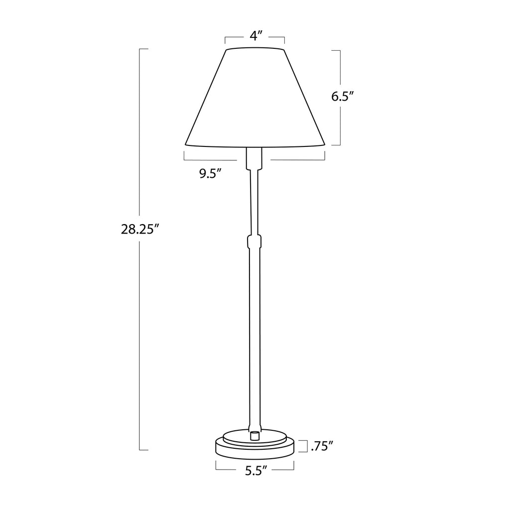 13-1681BB-RAT Polly 1 Light Buffet Lamp | Dimensions Image