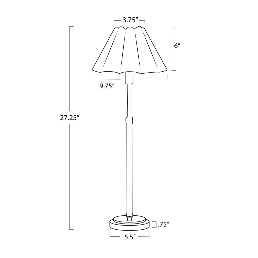 13-1681BB-WT Polly 1 Light Buffet Lamp | Dimensions Image