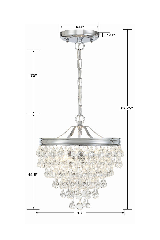 130-CH Calypso 3 Light Pendant | Dimensions Image