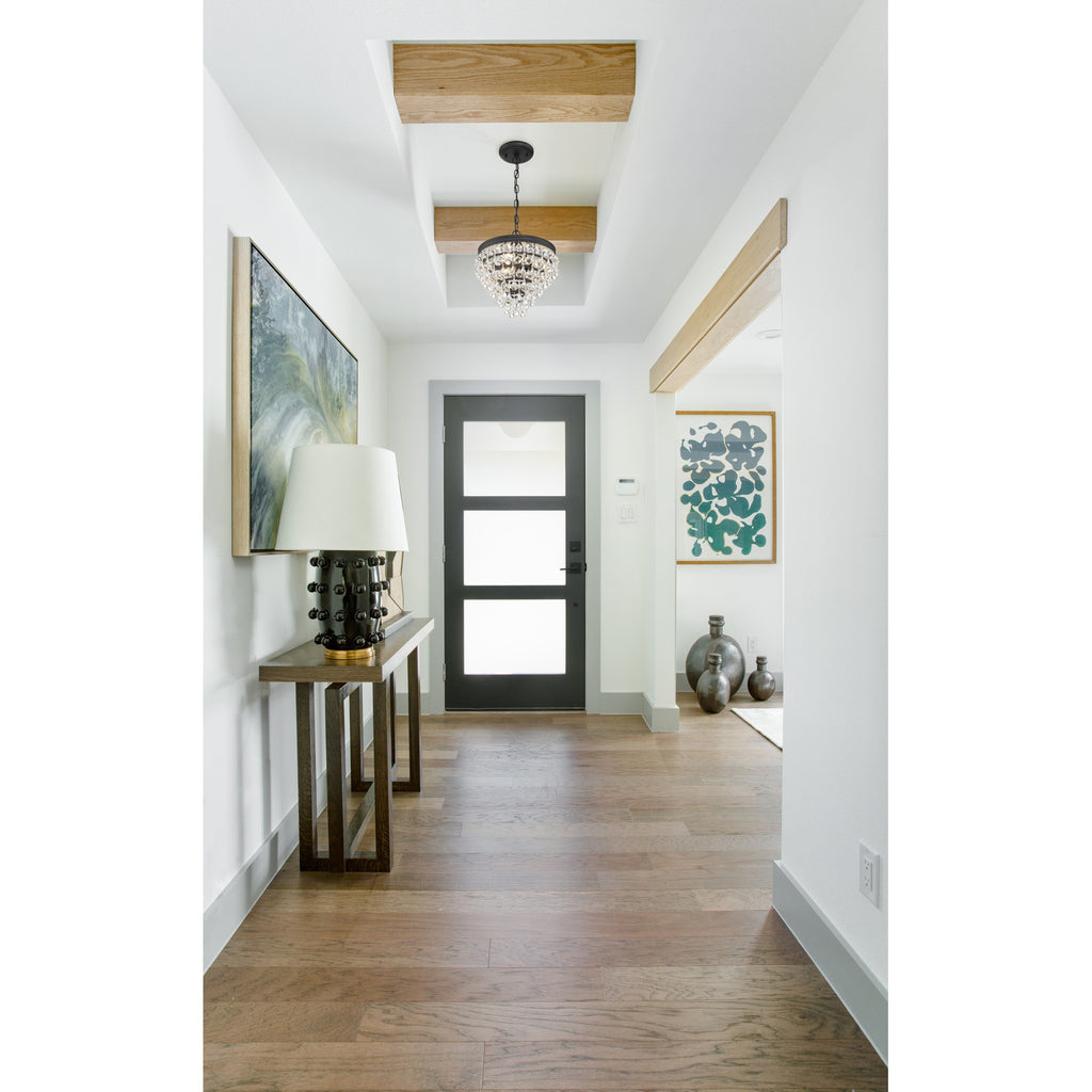 Crystorama Calypso 13'' Chandelier in Matte Black - Lifestyle View
