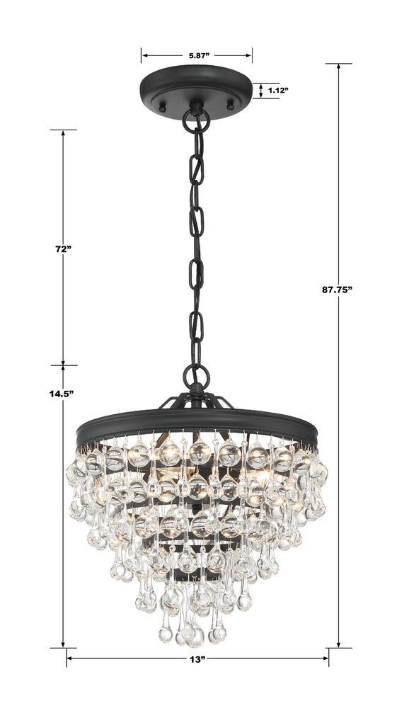 130-MK Calypso 3 Light Pendant | Dimensions Image