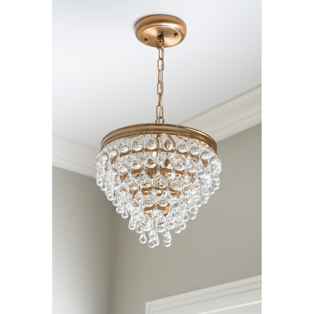 Crystorama-OPEN-BOX Calypso 3 Light Mini Chandelier in Vibrant Gold - Lifestyle View
