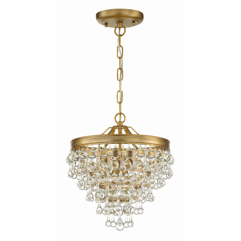 Crystorama-OPEN-BOX Calypso 3 Light Mini Chandelier in Vibrant Gold - Front View