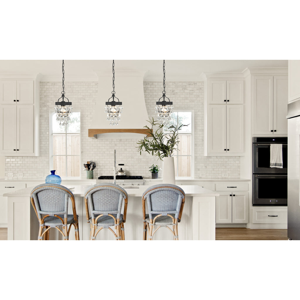 Crystorama Calypso 7.25'' Chandelier in Matte Black - Lifestyle View