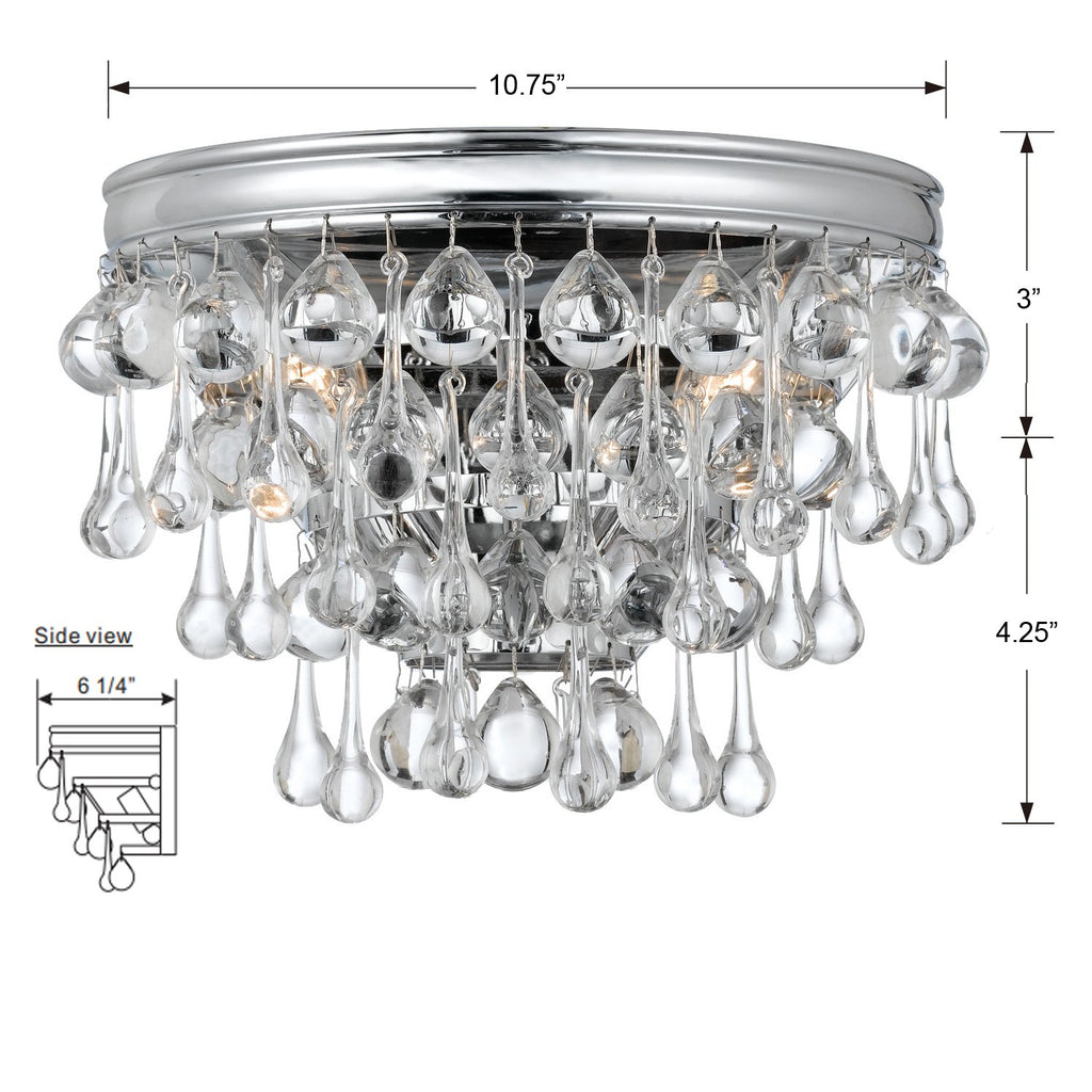 132-CH Calypso 2 Light Sconce | Dimensions Image