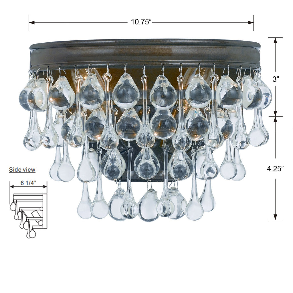 132-VZ Calypso 2 Light Sconce | Dimensions Image