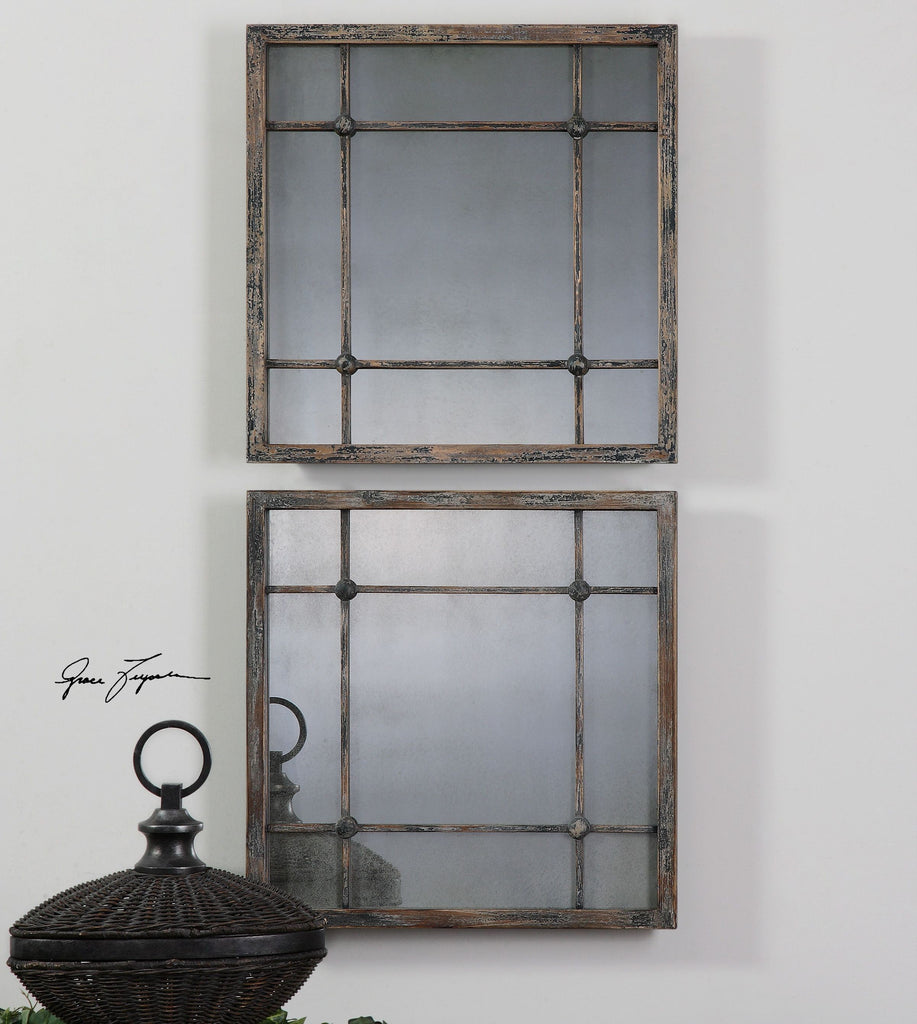 Slate Blue Square Mirrors Set of 2 - Venice Beach - Alternate Image