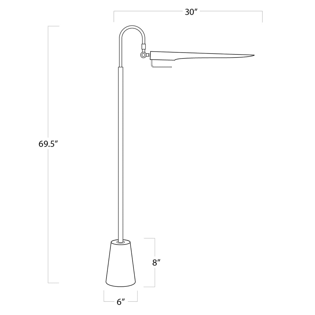 14-1017PN Raven 1 Light Floor Lamp | Dimensions Image