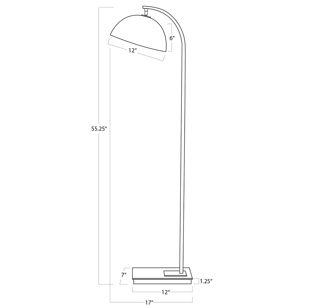 14-1049ORB Otto 1 Light Floor Lamp | Dimensions Image