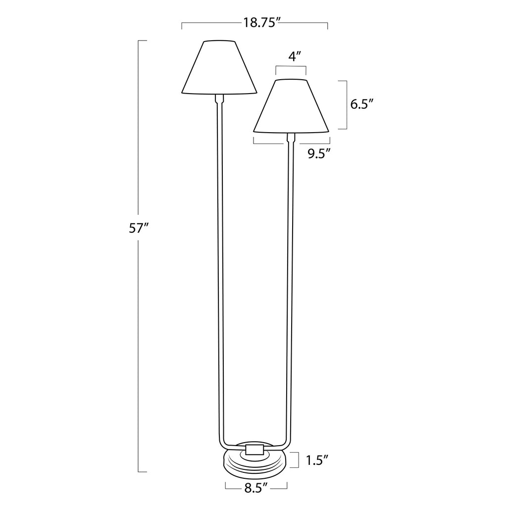 14-1066BB-RAT Polly 2 Light Floor Lamp | Dimensions Image