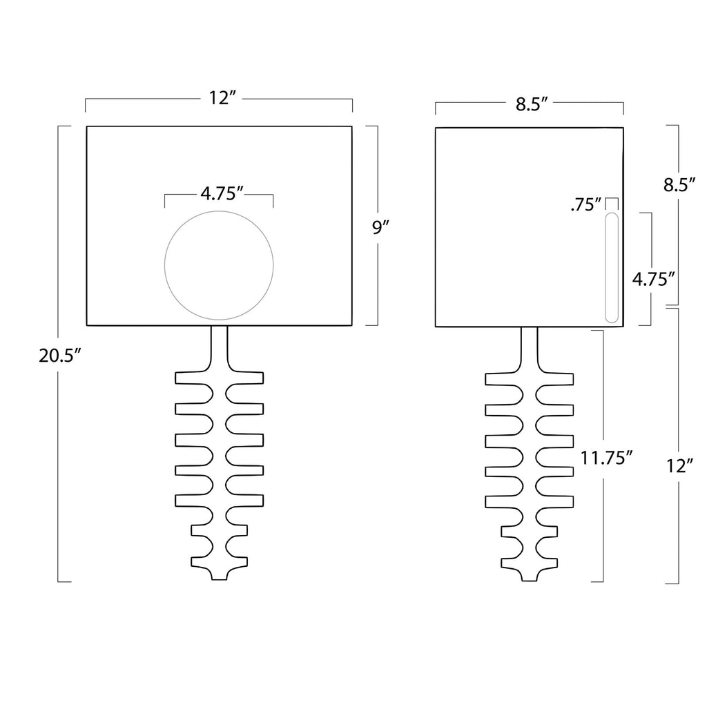 15-1051EB Fishbone 1 Light Sconce | Dimensions Image