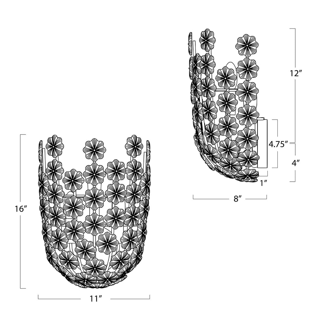 15-1083 Charlotte 3 Light Sconce | Dimensions Image