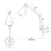 15-1115NB Sal 1 Light Swing Arm | Dimensions Image