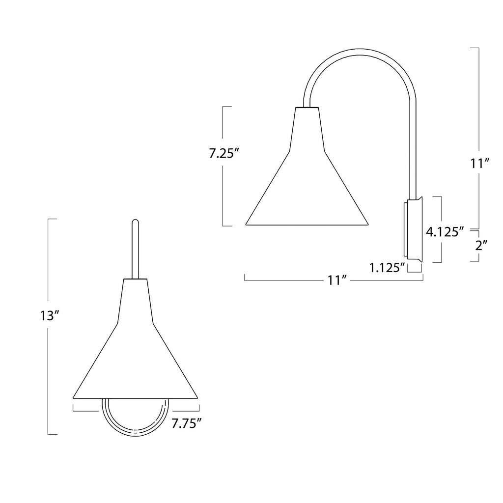 15-1121NB Dublin 1 Light Task | Dimensions Image