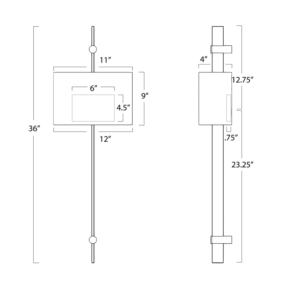 15-1133PN Taurus 2 Light Sconce | Dimensions Image