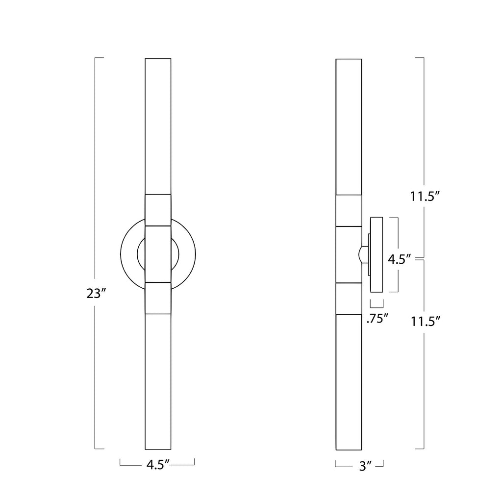 15-1198NB Wick 2 Light Sconce | Dimensions Image