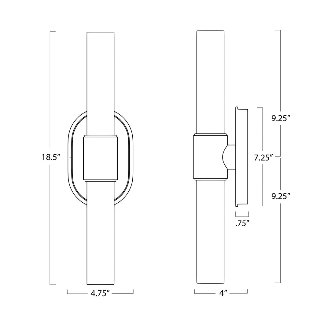 15-1201NB Dixon 2 Light Sconce | Dimensions Image