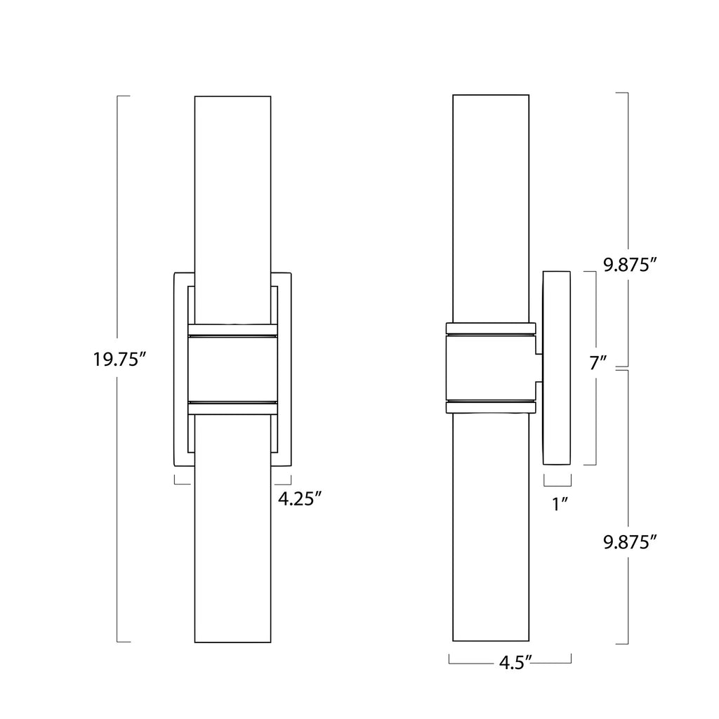15-1203NB Emmett 2 Light Sconce | Dimensions Image