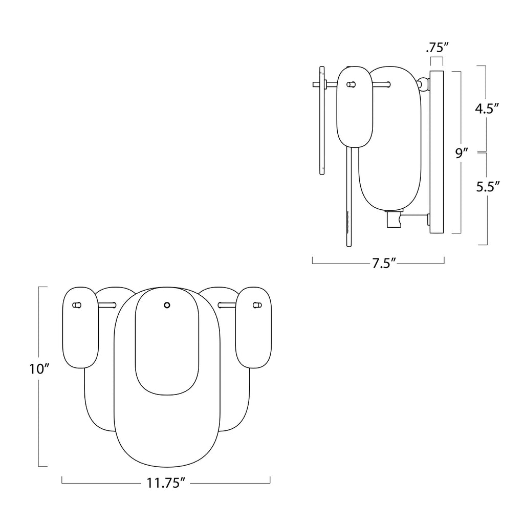 15-1227NB Echo 1 Light Sconce | Dimensions Image